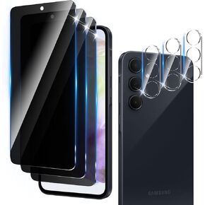 3+3 Pack Privacy Screen Protector Designed for Samsung Galaxy A35 5G With 3 Pack Camera Lens Protector,Anti-Spy Tempered Glass Film,9H Hardness,Bubble Free,Easy to Install