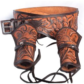 Hulara Western Gun Holster .45 Auto .45 ACP 44/45 Caliber Cowboy Holster for Revolver Full Grain Buff Leather Gun Belst with Belt for Men