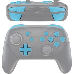 eXtremeRate Heaven Blue Repair ABXY D-pad ZR ZL L R Keys for Nintendo Switch Pro Controller, Glossy DIY Replacement Full Set Buttons with Tools for Nintendo Switch Pro - Controller NOT Included