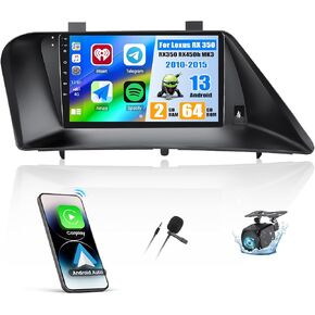 [2+64G] AMprime Android 13 Car Stereo for Lexus RX 350 RX350 RX450h MK3 2010-2015 with Carplay&Android Auto,9 Inch Touch Screen Car Radio with Bluetooth FM/RDS HiFi EQ WiFi GPS SWC+Backup Camera