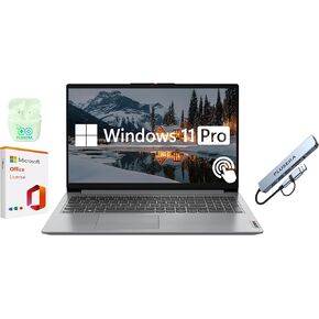 Lenovo IdeaPad 15.6" FHD Touchscreen Laptop, 40GB RAM 2.5TB Storage (2TB SSD+512GB Docking Station Set), 6-Cores Intel Core i3, Windows 11 Pro with Microsoft Office Included, Plusera Earphones