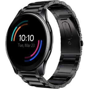 Compatible with OnePlus Watch Bands, YOUkei Stainless Steel Metal Replacement Strap Bracelet Compatible with OnePlus Watch (Black)
