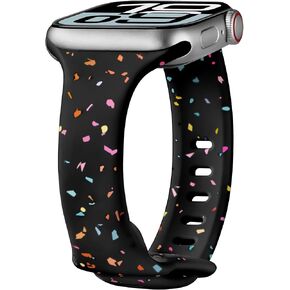 Thin Sport Silicone Band for Apple Watch Bands for Women 40mm 41mm 38mm 42mm-S10, Slim Dressy Waterproof Recycled Plastic iWatch Bands for Apple Watch Series 10 Band 9 SE 8 7 6 5 4 3, Black