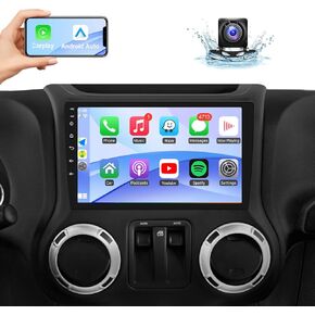 Naifay Car Radio for Jeep Wrangler JK Compass Grand Cherokee Dodge Ram 1500 with CarPlay Android Auto, 10.1inch Touch Screen for Jeep JK Car Radio Bluetooth FM Audio Receivers GPS WiFi Camera SWC