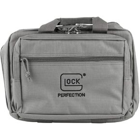 Glock Apparel Double Pistol Case ، Gray ، 12.5 "× 9.5" × 4.5 "، مقصورات مبطنة ، يحمل مسدسات ، 5 مجلات ، ذخيرة ، وأدوات النطاق ، مقاس واحد
