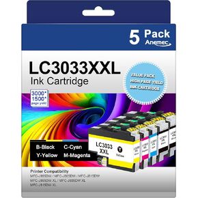 LC3033 XXL Ink Cartridges Super High Yield Compatible for Brother LC3033 Ink Cartridges LC3033XXL LC3035 Combo Pack Work for MFC-J995DW MFC-J805DW MFC-J815DW MFC-J995DW XL MFC-J805DW XL Printer,5-Pack