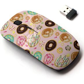 2.4G Wireless Mouse with Cute Pattern Design for All Laptops and Desktops with Nano Receiver - Glazed Donuts Bakery