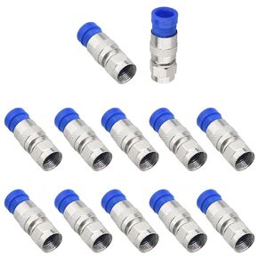 12PCS Cable Connector RG6 RF Coaxial Extruded F Type Header Compression F Type Straight Antenna Cable Connector Coaxial Adapter Cable TV Cable Shield Universal