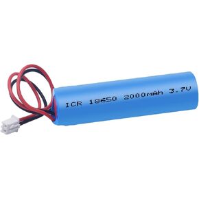 3.7Volt Lipo Battery 2000mAh Rechargeable Battery Pack with Wire and JST Connector, ICR18650 Battery 2000mah 3.7v Replacement Batteries for Electronics, Toys, Lighting, Equipment