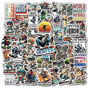 Pack 50 PCS Roller Skating Stickers Print Waterproof Vinyl Decals Items for Kids Teens Adults Sports Lovers Decor Skateboard Water Bottles Suitcase Laptop Bumper Helmet