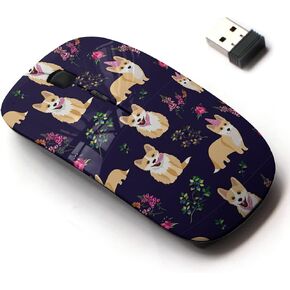 2.4G Wireless Mouse with Cute Pattern Design for All Laptops and Desktops with Nano Receiver - Corgis Dog Royal
