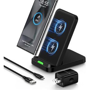 Moto G Stylus 5G 2024 Wireless Charger Stand,15W Fast Desk Charging Station Android Wireless Charging Pad with Adapter for Motorola razr+2024/G Power 5G 2024/Edge,Galaxy S25+/S24 Ultra/S23,Pixel 9 8 7