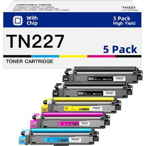 TN227 Toner Cartridge High Yield Replacement for Brother TN-227 TN223 TN 227BK 227C 227M 227Y to Work with Brother HL-L3270CDW MFC-L3770CDW HL-L3290CDW MFC-L3750CDW HL-L3210CW Printer (5 Pack)