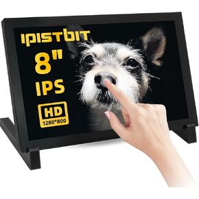 Raspberry Pi Monitor, 8" HDMI Screen 1280×800 IPS HDMI Portable Touchscreen Monitor, Touchscreen Display Fit for Raspberry Pi 5/4/3/2, Support Jetson Nano/PC, Drive-Free