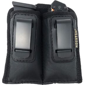 IWB Magazine & Multi Use Holster - by Houston - Concealment W Clip Fits Most Double Stack 9/40 mm for Full & mid Sizes Guns Like Glock 19/17/21, Beretta, Ruger (Double Large Double Stack 9mm /.40 Cal)