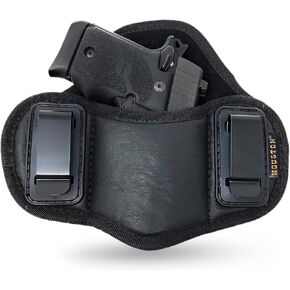 Tactical Pancake Holster. Fit Glock 42 Sig P938, Kahr 9mm .40 .45, Bersa .380, Ruger LC9. Suede Interior. Inside The Waistband ECO Leather Holsters for Pistols by Houston (Right Hand)