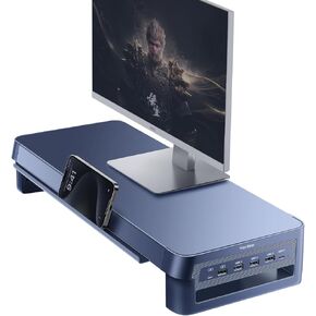 Vaydeer USB 3.0 Monitor Stand, Metal Monitor Riser with Hub, Support Fast Charging and Transfer Data, Keyboard and Mouse Storage Desk Organizer for Laptop,Computer,Notebook,MacBook,21.4inch