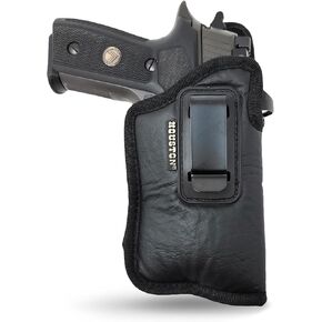 IWB Optical Gun Holster by Houston - ECO Leather Concealed Carry Soft Material - FITS Most Full Sizes, Like XDM, Glock 17/19/21, 92 FS (with Laser) (Right)