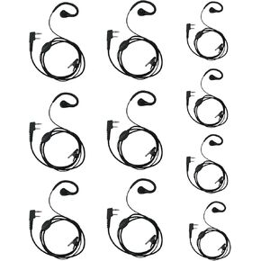 C Shape Earpiece Headset with PTT Mic Compatible with Baofeng Kenwood UV-5R BF-888S BF-F8HP BF-F9 TK-3140 TK-3400 TK-3402 Two Way Radio 10Pack