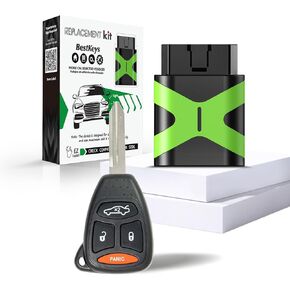 DIY Program Kit, Car Key Fob with Uncut Head Key for 2005-2007 Chrysler 300 2007-2009 Aspen (DIY Programming for Key with Trunk Button)