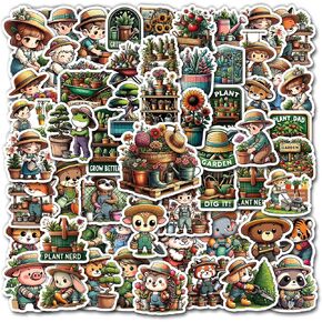Pack 50 PCS Foral Gardening Stickers Print Waterproof Vinyl Decals Items for Adults Girls Women Plant Lovers Labels Decoration Laptop Phone Case Water Bottle Scrapbooks