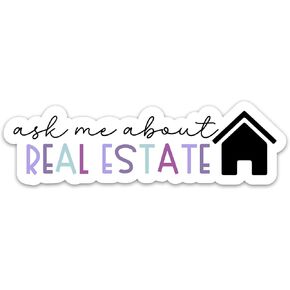 (3PCs) Ask Me About Real Estate Sticker for Real Estate Agent, Vinyl Waterproof Realtors Stickers Decals for Laptop Water Bottle Tumbler Notebook Phone Case Gifts Decorations (3 Inches)