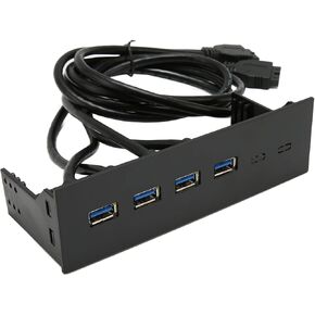 USB3.0 Front Panel, 5Gbps 4 Ports Optical Drive Front Panel Multiple Security Protections 19pin USB Hub Front Panel for 5.25 Inch PC Computer Case