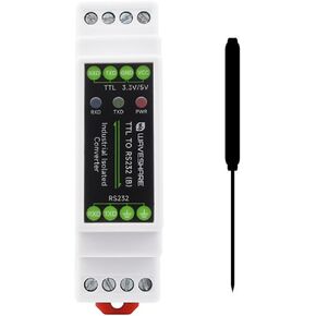 Galvanic Isolated Converter Rail-Mount TTL to RS232 Serial Port Converter Lightningproof & Anti-Surge TTL Serial Converter Rail-Mount Support
