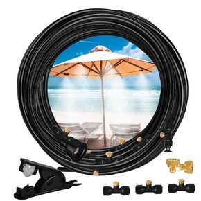 Misters System for Outside Patio, 100FT(30M) DIY Outdoor Water Misting Cooling System+30 Brass Mister System+2 PE Adapters 3/4"+2 Tee Adapters+2 90 Degree Elbows for Patio Garden Greenhouse Gazebo