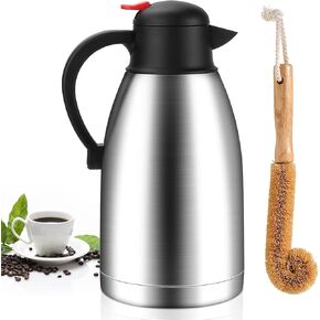68 Oz Thermal Coffee Carafe,2 Liter Stainless Steel Thermos Carafe,Double Wall Insulated Coffee Server,Fully Sealed Coffee Thermos Dispenser Keep Hot 12 Hours,Vacuum Thermal Pot for Coffee Tea