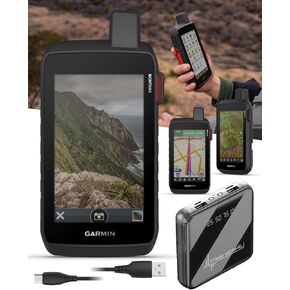 Garmin Montana 760i, Rugged GPS Handheld Navigator 5" Touchscreen w/Built-in inReach Technology for SOS and 2-way Texts in Remote Areas, 8MP Camera, Satellite Imagery & Maps w/ Wearable4U PBank Bundle