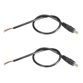 DC Power Cable DC Power Cord Male Connectors DC Pigtail Adapter Barrel Jack Socket Wire [for CCTV DVR LED Strip Light] - 4.0x1.7mm/0.3m/3A/Black/2Pcs