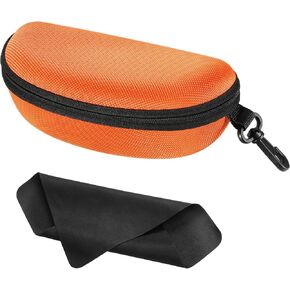 MoKo Safety Glasses Case, Goggle Case with Double-Stitched Zipper, Semi Hard Shell Glasses Case for Sports Sunglasses of All Shapes and Sizes, Metal Clip, Black