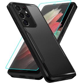 for Galaxy S21 Ultra Case with Screen Protection: Heavy Duty Protective Shockproof and Scratch Proof Cell Phone case for Samsung Galaxy S21 Ultra-Black