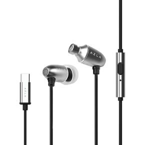 AZLA AIM C Daily USB-C Wired Earbuds with Mic – Crystal-Clear Sound, Comfortable Fit DAC – USB-C Earphones for iPhone 15, iPhone 16, Corded Earbuds (Silver)