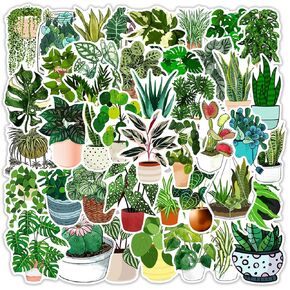 Green Plant Stickers 50 Pack Laptop Stickers,Waterproof Stickers for Water Bottles,Skateboard,Diary Scrapbook,Phone-Graffiti Stickers Pack for Teens Girls Kids Adults (Plants)