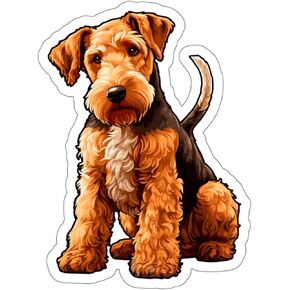 Airedale Terrier Decal Vinyl Small Waterproof for Water Bottle Mug Passport Book Scrapbook Notebook Laptop Tumbler Skateboard Computer Phone Funny Gift Car Stickers Size - 4″×4″