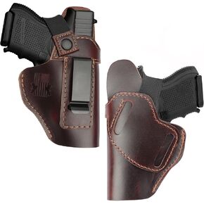 OWB & IWB Holster, Top-Grain Leather Holster for Glock 17 19 43X fitsTaurus G2C G3 G3C for Shield 9mm fits P365 P230-Similar Size /1 Pack