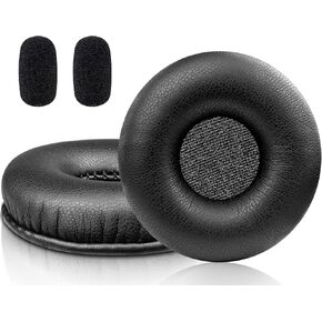 SOULWIT 50mm Replacement Earpads Cushions for Logitech H570e/H650e/H820e Headphone, Ear Pads with Soft Protein Leather, High-Density Foam, Added Thickness - Black