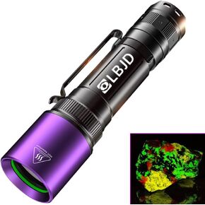 Blacklight Flashlights Rechargeable 365nm Filtered UV Flashlight Powerful Black Light 4-Core LED for Pet Urine Detection, Resin, Yooperlite Hunting