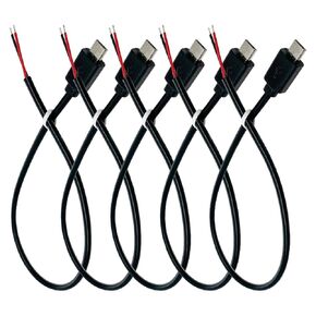 5Pcs 1Ft 30cm 22AWG Micro USB Male 2Pin Pigtail Cable, 3A 5V USB Micro-B 2 Core Bare Wire Open End Extension Cable for DIY Repair Cable