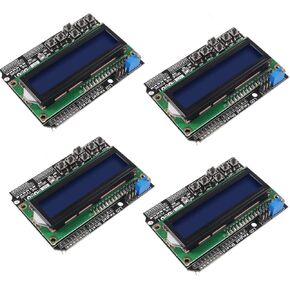 4 Pack 1602 LCD Keypad Shield 1602 LCD Expansion Shield Board Blue Backlight 4.5-5.5V for Arduino UNO R3 MEGA2560 Nano Due Duemilanove Robot