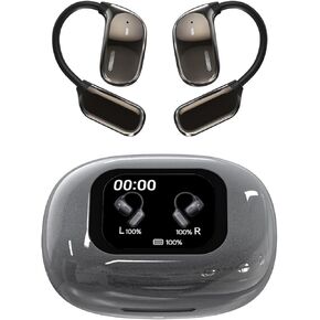 Touch Screen Open Ear Earbuds Bluetooth 5.4 Touch Screen LCD Open Earbuds Wireless Open-Ear earplugs Earbuds with Microphone, Wireless Headset for iOS/Android