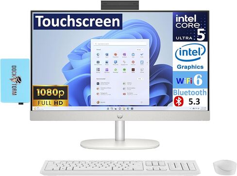 HP 24 All-in-One 23.8 "شاشة تعمل باللمس FHD (Intel Ultra 5 125U (Beats I5-1355U) ، 64GB DDR5 ، 512GB PCIE SSD ، WIFI 6 ، WEBCAM ، Bluetooth 5.3 ، Win11H) W/DKZ USB Expander ، الماوس in Saudi Arabia