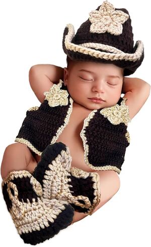 Jastore Newborn Photography Props Outfits Boys Girls Cowboy Photo Prop Costumes Set in Saudi Arabia