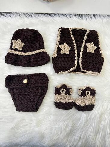 Jastore Newborn Photography Props Outfits Boys Girls Cowboy Photo Prop Costumes Set in Saudi Arabia