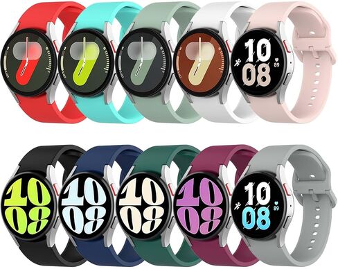 10 Pack Bands Compatible with Samsung Galaxy Watch 4 5 6 7 40mm 44mm, Galaxy Watch 4 6 Classic, Galaxy Watch 5 Pro, 20mm Sport Silicone Watch Band Adjustable No Gap Strap in Saudi Arabia