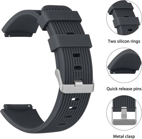 Compatible with Samsung Galaxy Watch 46mm Bands/Samsung Gear S3 Frontier Bands/Gear S3 Classic Watch Bands/Galaxy Watch 3 Bands 45mm, Soft Silicone 22mm Sports Bracelet Strap for Men & Women in Saudi Arabia