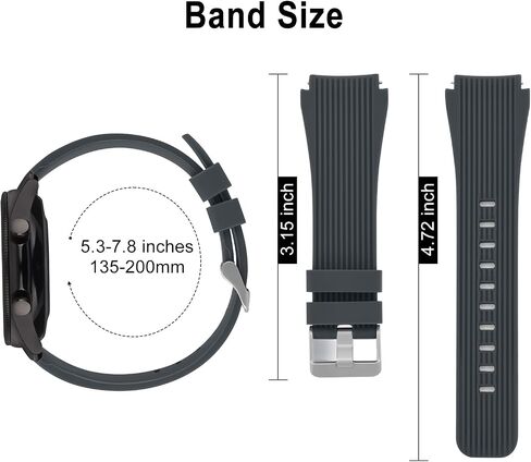 Compatible with Samsung Galaxy Watch 46mm Bands/Samsung Gear S3 Frontier Bands/Gear S3 Classic Watch Bands/Galaxy Watch 3 Bands 45mm, Soft Silicone 22mm Sports Bracelet Strap for Men & Women in Saudi Arabia
