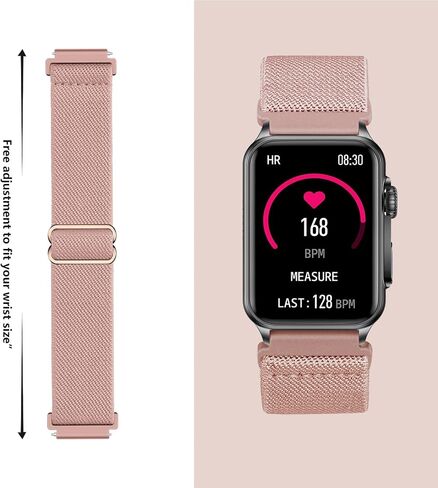 2 Pack Stretchy Nylon Solo Loop Compatible with FITVII Nexa 1.57 inch Smart Watch Women Men, Soft Nylon Elastic Straps Adjustable Sport Wristband for FITVII Nexa Fitness Tracker Watch in Saudi Arabia